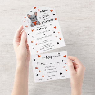 Invitation Tout En Un Mignonne Whimsical Français Bulldog Mariage