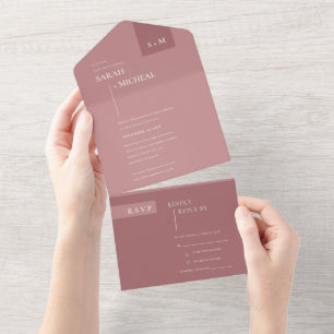 INVITATION TOUT EN UN MINIMAL CHIC SCANDI DUSKY ROSE PINK BLUSH MARIAGE