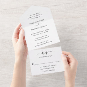 Invitation Tout En Un Minimaliste Noir et Blanc Élégant Classique