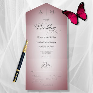Invitation Tout En Un Minimaliste Vin Bourguignon & Flou Blanc Moderne D