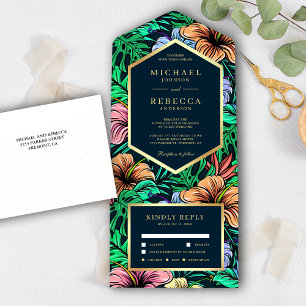 Invitation Tout En Un Minuit Tropical Vibrant Jardin Floral Mariage