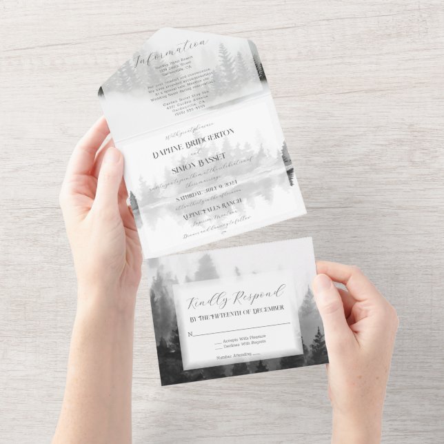 Invitation Tout En Un Misty Mountain Mariage (Déchirure)
