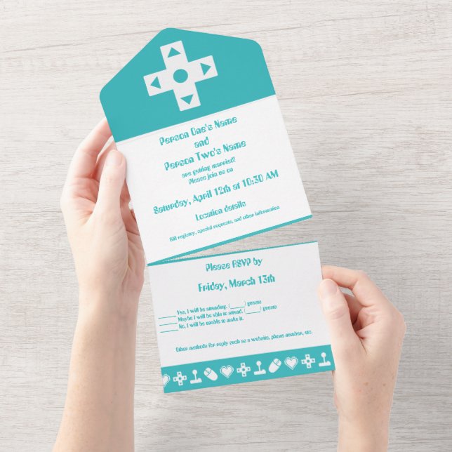 Invitation Tout En Un Mode multijoueur en turquoise (Déchirure)