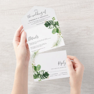 Invitation Tout En Un Modern and elegant tropical frame