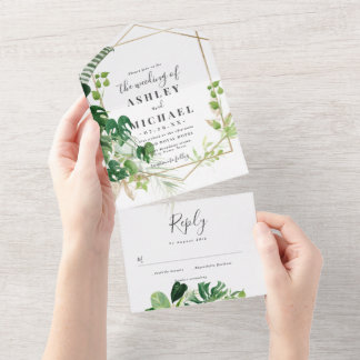 Invitation Tout En Un Modern and elegant tropical frame