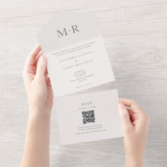 Invitation Tout En Un Modern Minimal Intimate Wedding (Déchirure)