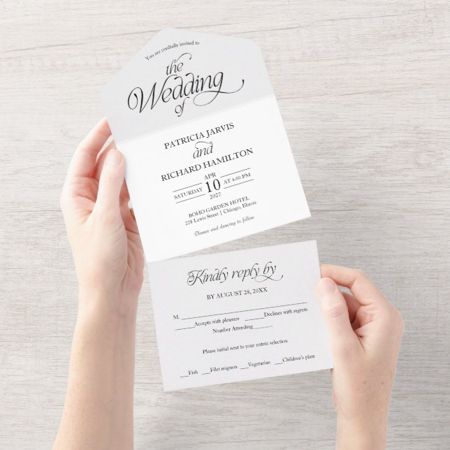 Invitation Tout En Un Modern Minimalist Wedding Elegant (Déchirure)