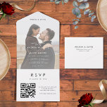 Invitation Tout En Un Modern Stylish Fading Photo QR Code RSVP Wedding<br><div class="desc">Surprise your friends and family with these modern,  trendy all in one wedding invitations,  featuring your custom photo,  text & QR code. Easily add your own details by clicking on the "personalize" option.</div>