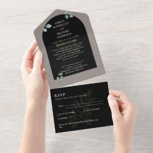 Invitation Tout En Un Moderne 3in1 Verdure Eucalyptus Mariage RSVP