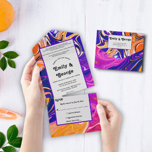 Invitation Tout En Un Moderne Abstrait élégant Galaxy Wavy Chic Mariage