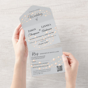 Invitation Tout En Un Moderne Blush ivoire Romantique Pearl Neutre Maria