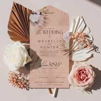 Invitation Tout En Un Moderne Chic Bohème Aquarelle Mariage Floral