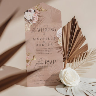 Invitation Tout En Un Moderne Chic Bohème Aquarelle Mariage Floral