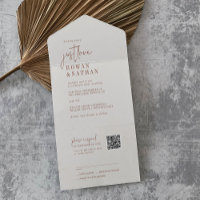 Moderne Chic Boho Cream Just Love QR Code Mariage