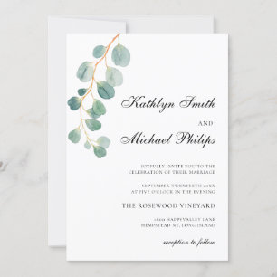 Invitation Tout en un moderne Eucalyptus Typographie Mariage