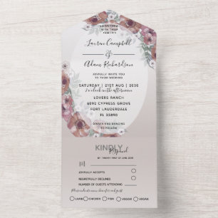 Invitation Tout En Un Moderne Floral Orange Beige Aquarelle Mariage