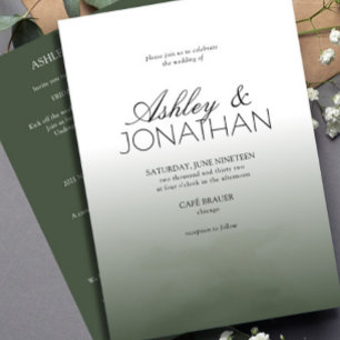 Invitation Tout-en-un moderne Gras et minimaliste Mariage Ver