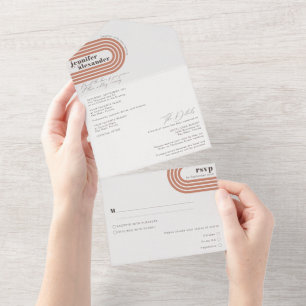 Invitation Tout En Un Moderne minimaliste chic Mariage de rouille en ter