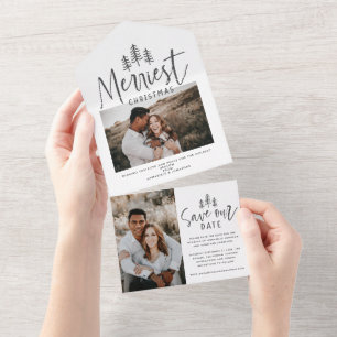 Invitation Tout En Un Moderne Noël rustique multi photo enregistrer la d