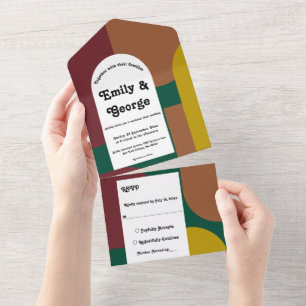 Invitation Tout En Un Moderne Retro Super les années 70 coloré Abstrait 