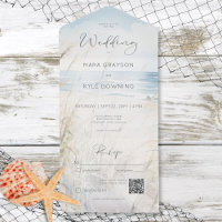 Moderne Seaside Watercolor Beach QR Code