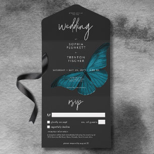 Invitation Tout En Un Moisi foncé Moisi Turquoise Moth No Dinner with/ D