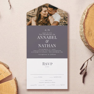 Invitation Tout En Un Monogramme moderne simple et gris photo