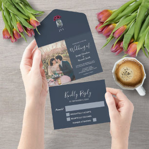 Invitation Tout En Un Monographie de pot de mason rustique photo Mariage