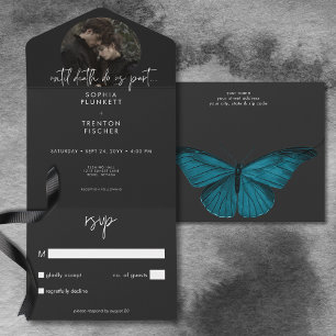 Invitation Tout En Un Moody Dark Minimal Moth Photo No Dinner Mariage