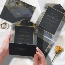 Moody Ink Charcoal Gold Abstrait ID988