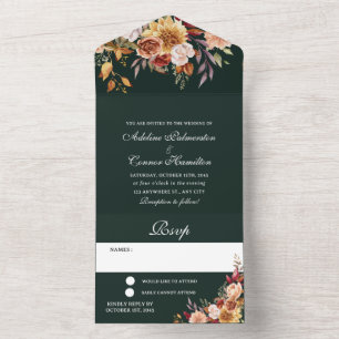 Invitation Tout En Un Moody Mariage de automne Emerald Green