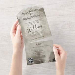 Invitation Tout En Un Moody Watercolor All in One Wedding Inviter Brown