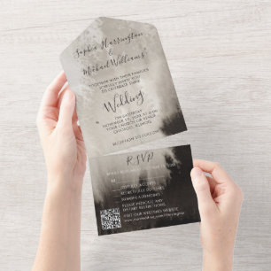 Invitation Tout En Un Moody Watercolor All in One Wedding Inviter des ar