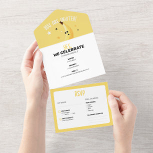 Invitation Tout En Un Motif de fête drôle de jeux de mots sur la banane,