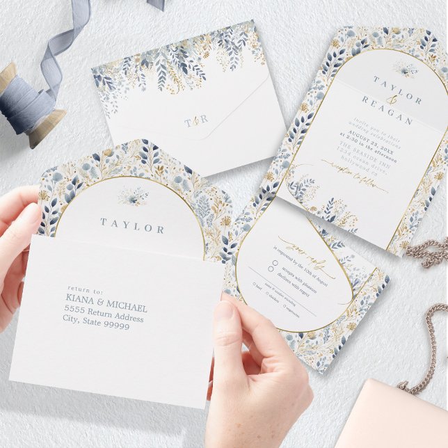 Invitation Tout En Un Motif de Mariage de fleurs doux ID1045 (Créateur téléchargé)