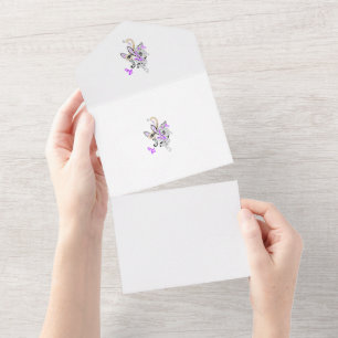 Invitation Tout En Un Motif floral à Paisley – Boho blanc orange violet