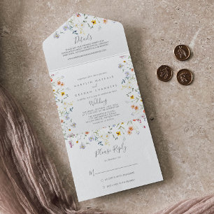 Invitation Tout En Un Multicolor sauvage Mariage floral