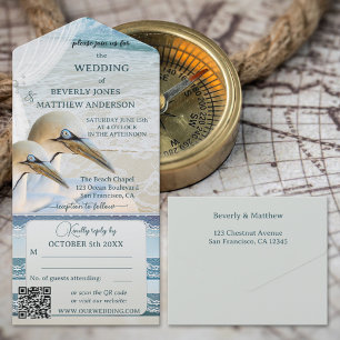 Invitation Tout En Un Nautical Lace Gannets Beach Wedding