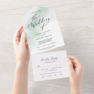 Invitation Tout En Un Nettoyage aquarelle   Mariage vert