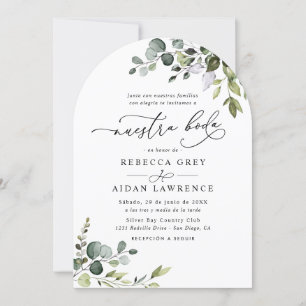 Invitation Tout en un Neustra Boda Eucalyptus Vert Arché