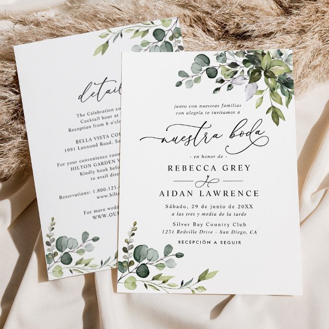 Invitation Tout en un Neustra Boda Rustique Eucalyptus Verdur (Créateur téléchargé)