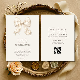Invitation Tout en Un Neutral Coquette Arc Baby Shower