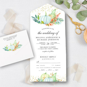Invitation Tout En Un Noces de mariage automnal Citrouilles blanches de 
