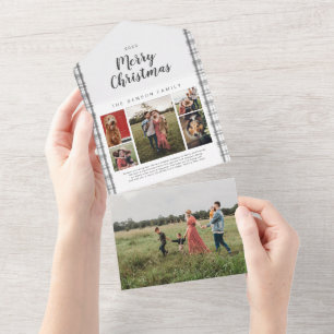 Invitation Tout En Un Noël à carreaux Charbon de bois 6 Photo Fêtes Tout