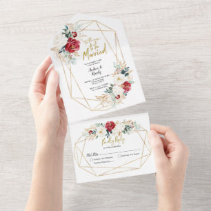Invitation Tout En Un Noël Floral Saison d'être marié
