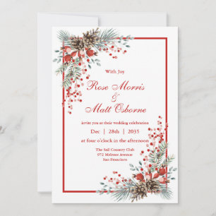 Invitation Tout en un, Noël ou mariage d'hiver