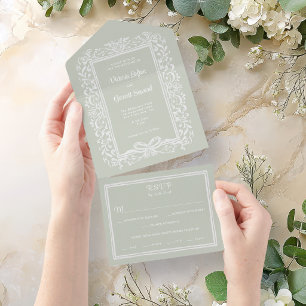 Invitation Tout En Un Nœud dessiné à la main dans un style vintage sur f