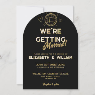 Invitation Tout en un noir et or groovy Disco mariage