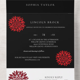 Invitation Tout En Un Noir romantique - Mariage de monographie de marine