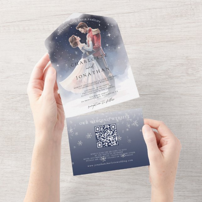 Invitation Tout En Un Noisette Whimsical Fairytale hiver mariage (Déchirure)